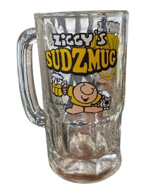 Vintage 1970s Ziggy Sudzmug Glass Stein
